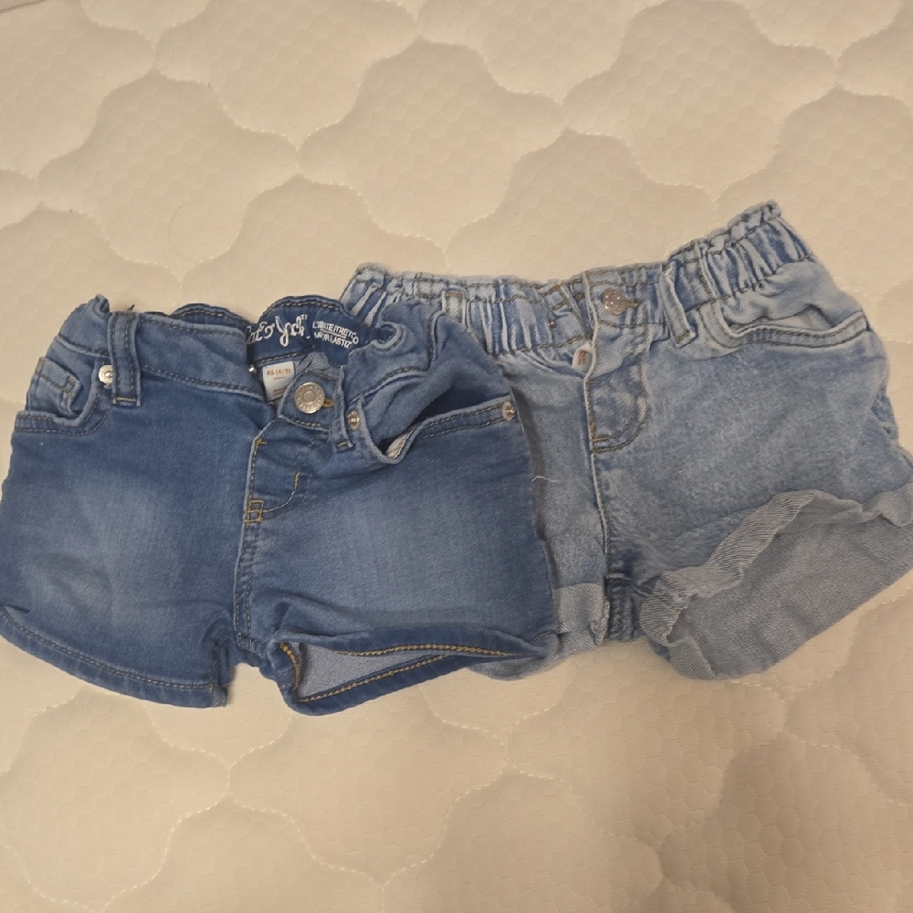 Cat & Jack Girls Denim Shorts Set - Dark Blue & Light Blue